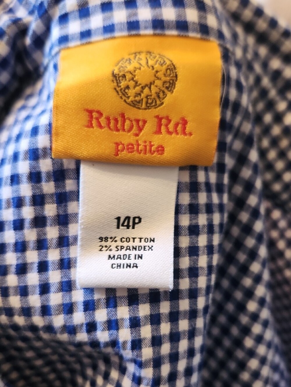 Ruby Rd. Blue Gingham Button-Front Shirt Jacket - Picture 6 of 8